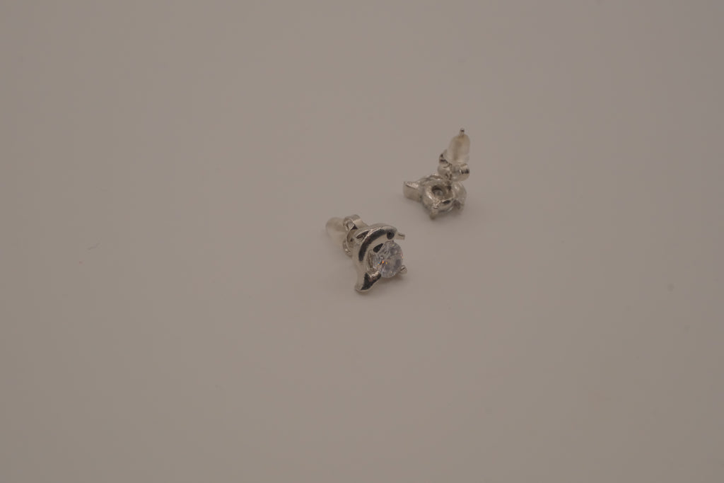Silver toned dolphin stud earrings&nbsp;