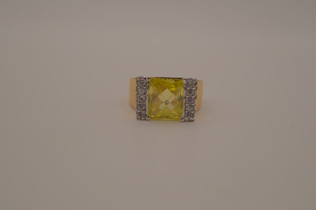 Vintage Gold Plated Sterling Silver Citrine and Rhinestones Ring&nbsp;