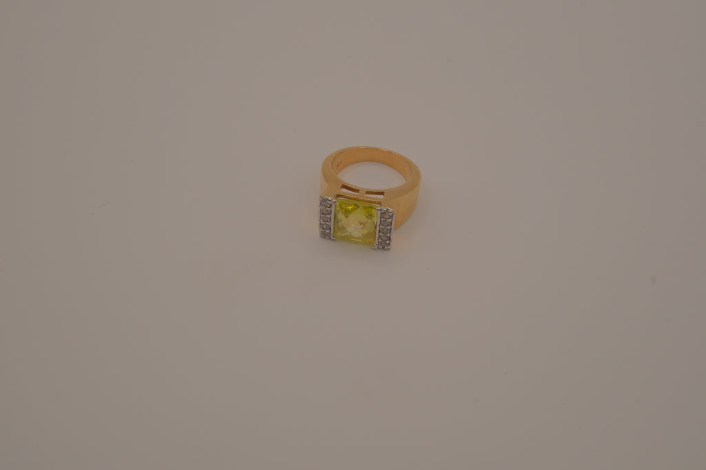 Vintage Gold Plated Sterling Silver Citrine and Rhinestones Ring&nbsp;