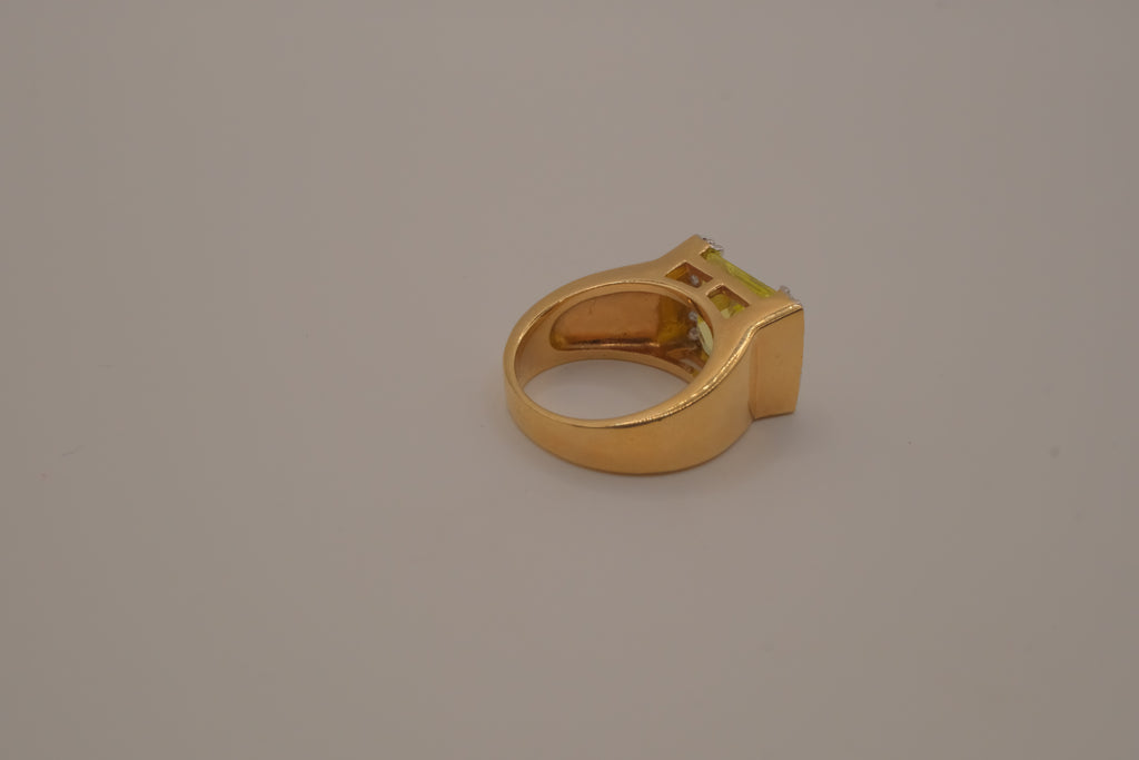 Vintage Gold Plated Sterling Silver Citrine and Rhinestones Ring&nbsp;