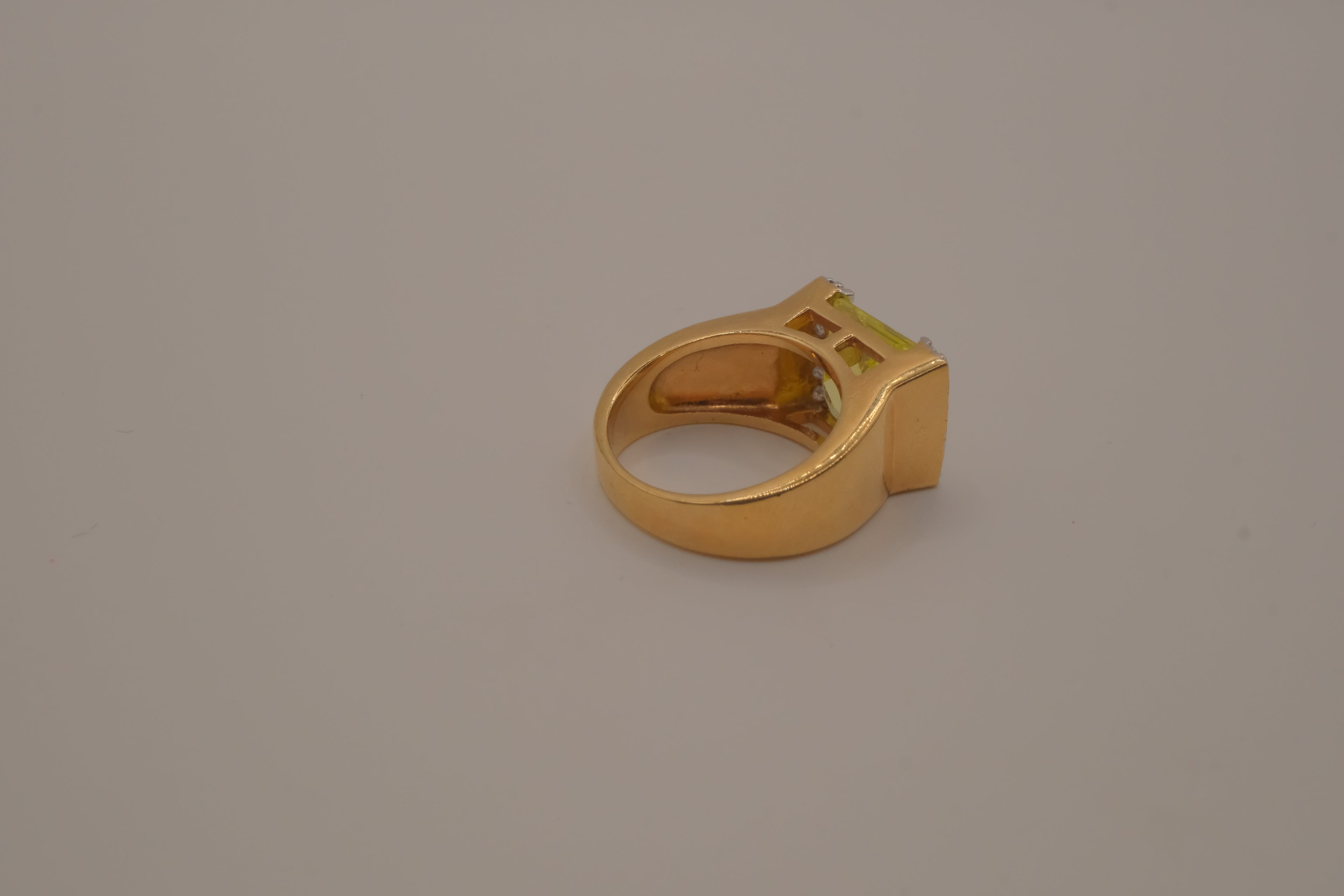 Vintage Gold Plated Sterling Silver Citrine and Rhinestones Ring&nbsp;