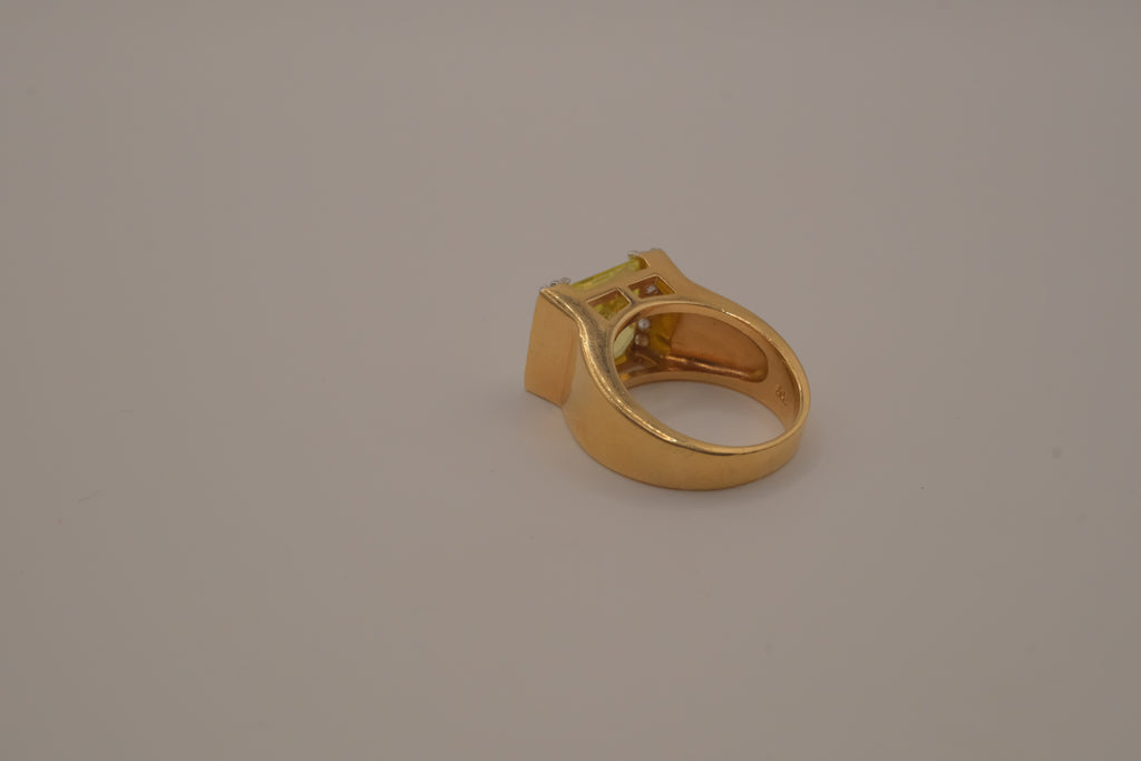 Vintage Gold Plated Sterling Silver Citrine and Rhinestones Ring&nbsp;