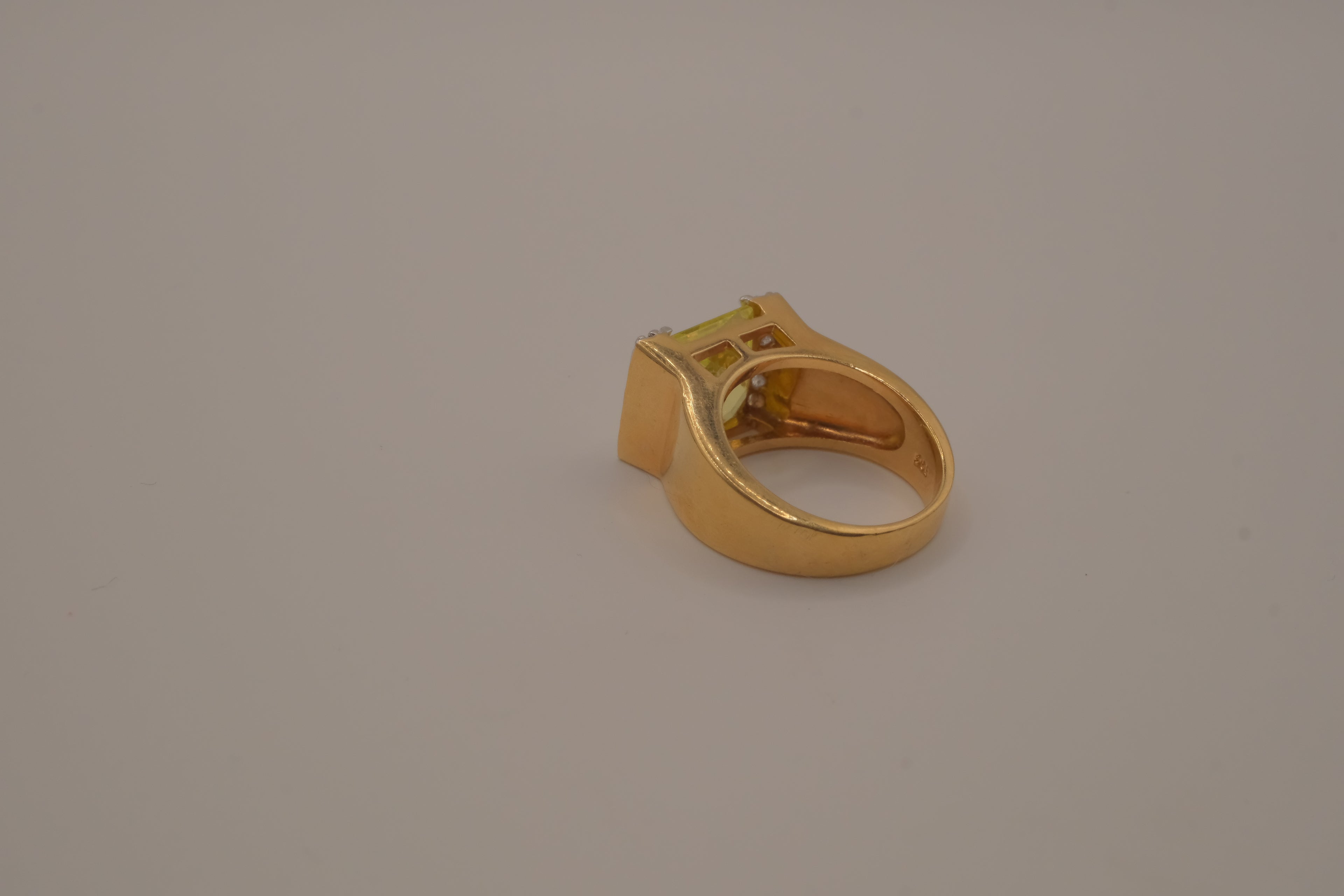 Vintage Gold Plated Sterling Silver Citrine and Rhinestones Ring&nbsp;