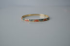 Vintage Light Green and Red Enamel Bangle Bracelet