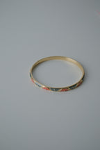 Vintage Light Green and Red Enamel Bangle Bracelet