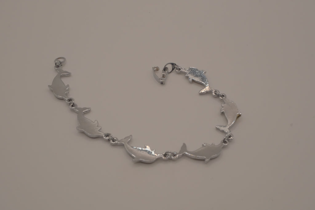 Vintage Green Abalone shell inlay dolphin link bracelet&nbsp;