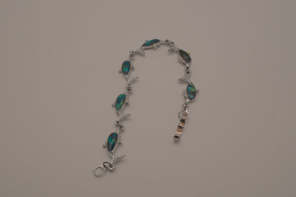 Vintage Green Abalone shell inlay dolphin link bracelet&nbsp;