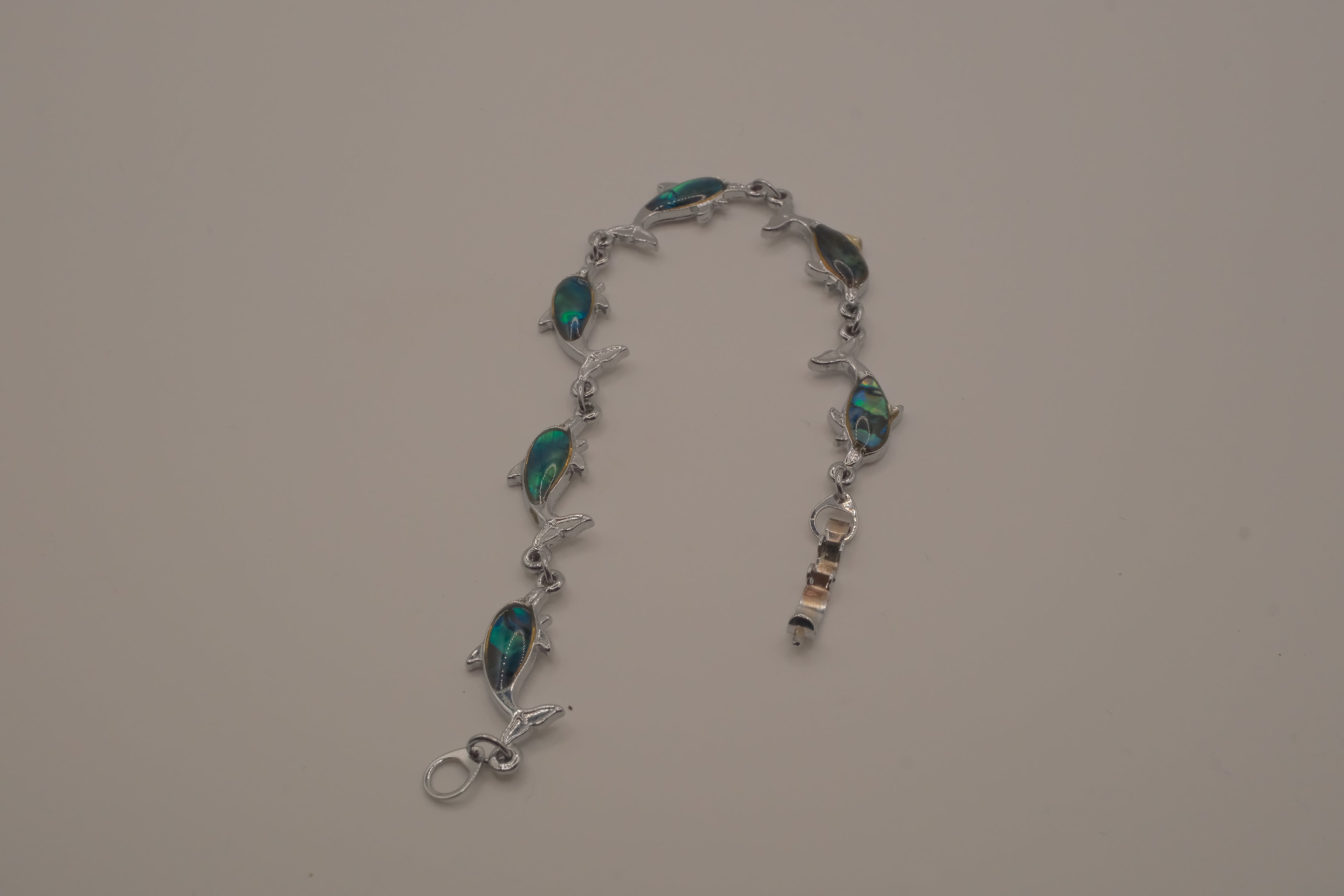 Vintage Green Abalone shell inlay dolphin link bracelet&nbsp;