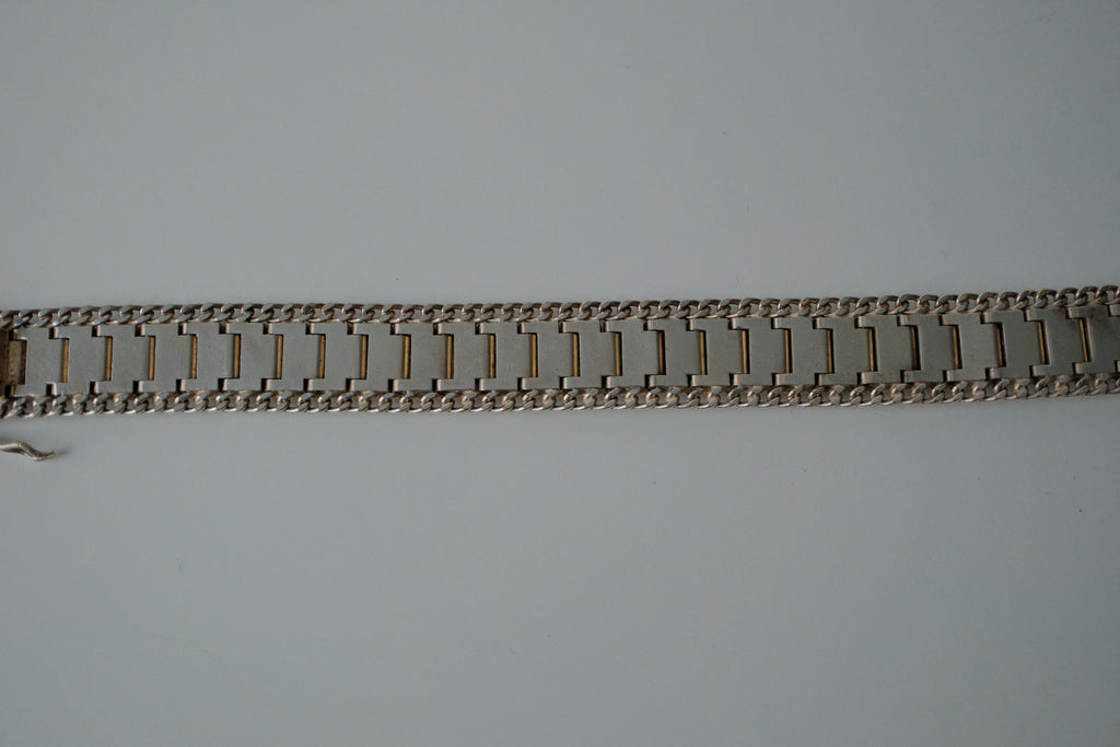 Vintage Silver Link Embossed Bracelet