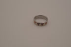 Silver tone mother-of-pearl geometric inlay band ring
