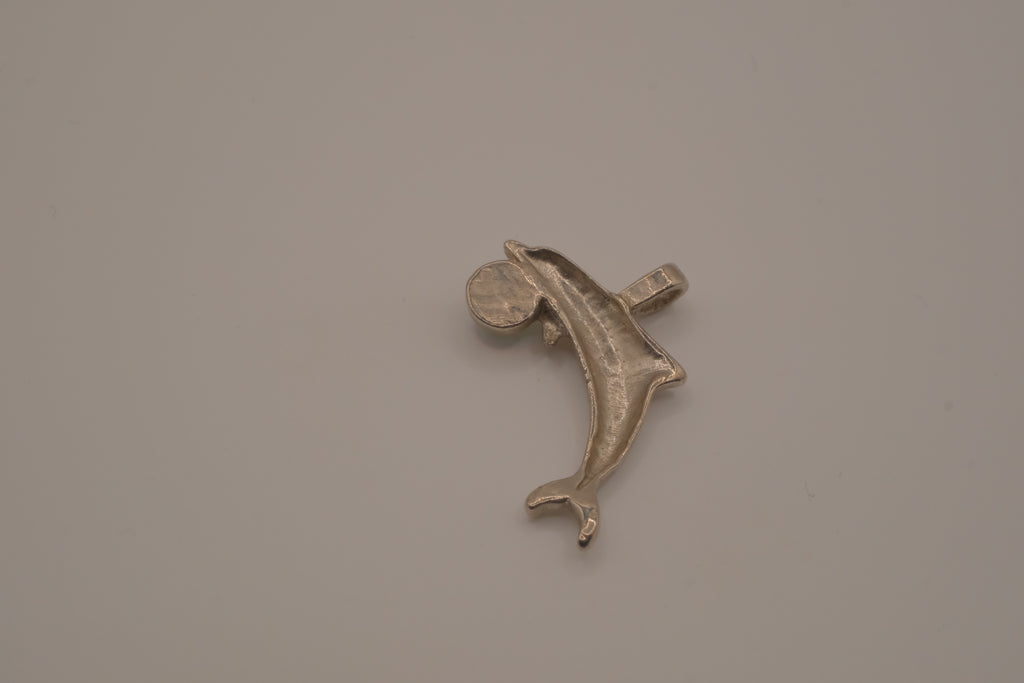 Vintage silver dolphin pendant with mood ball