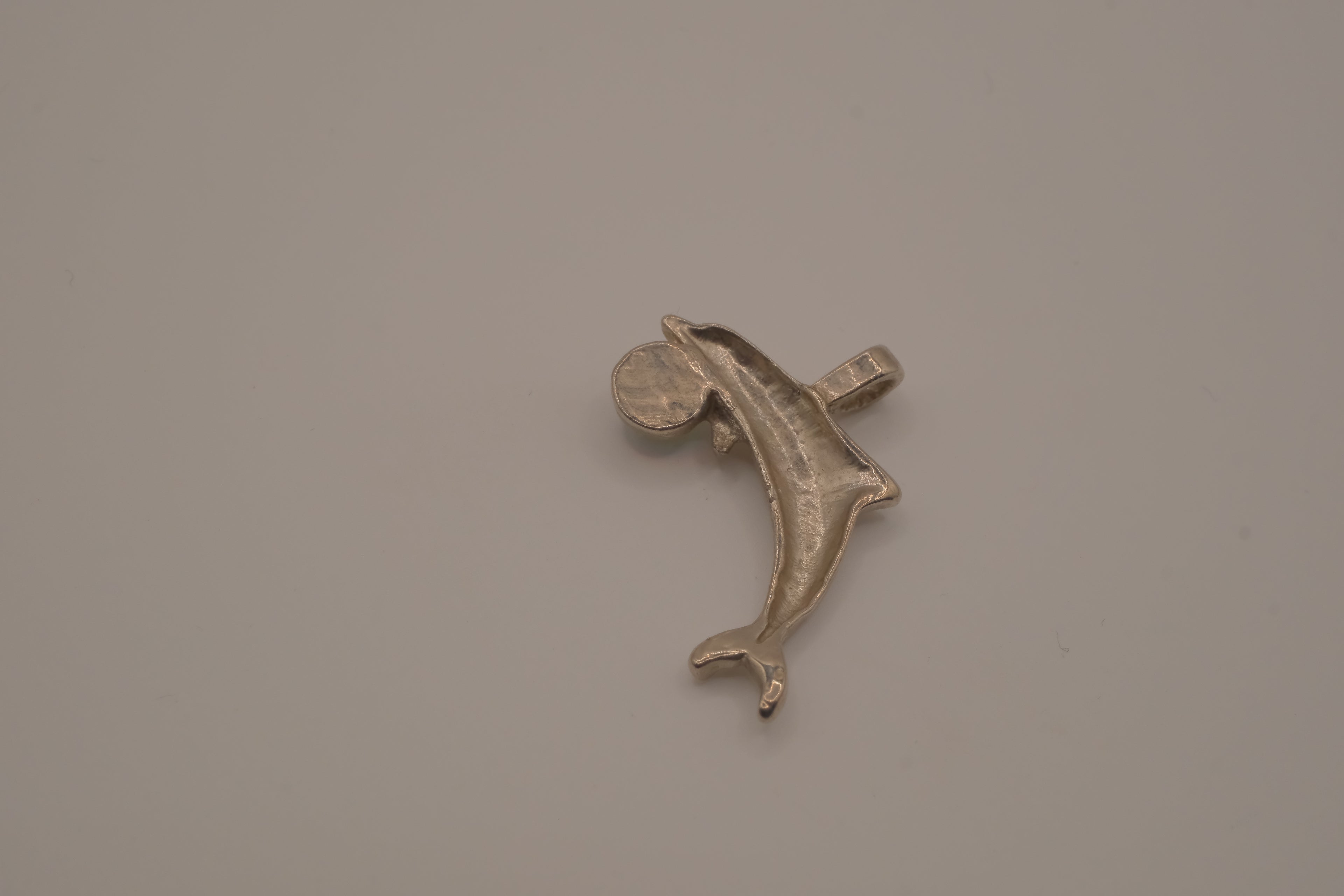 Vintage silver dolphin pendant with mood ball