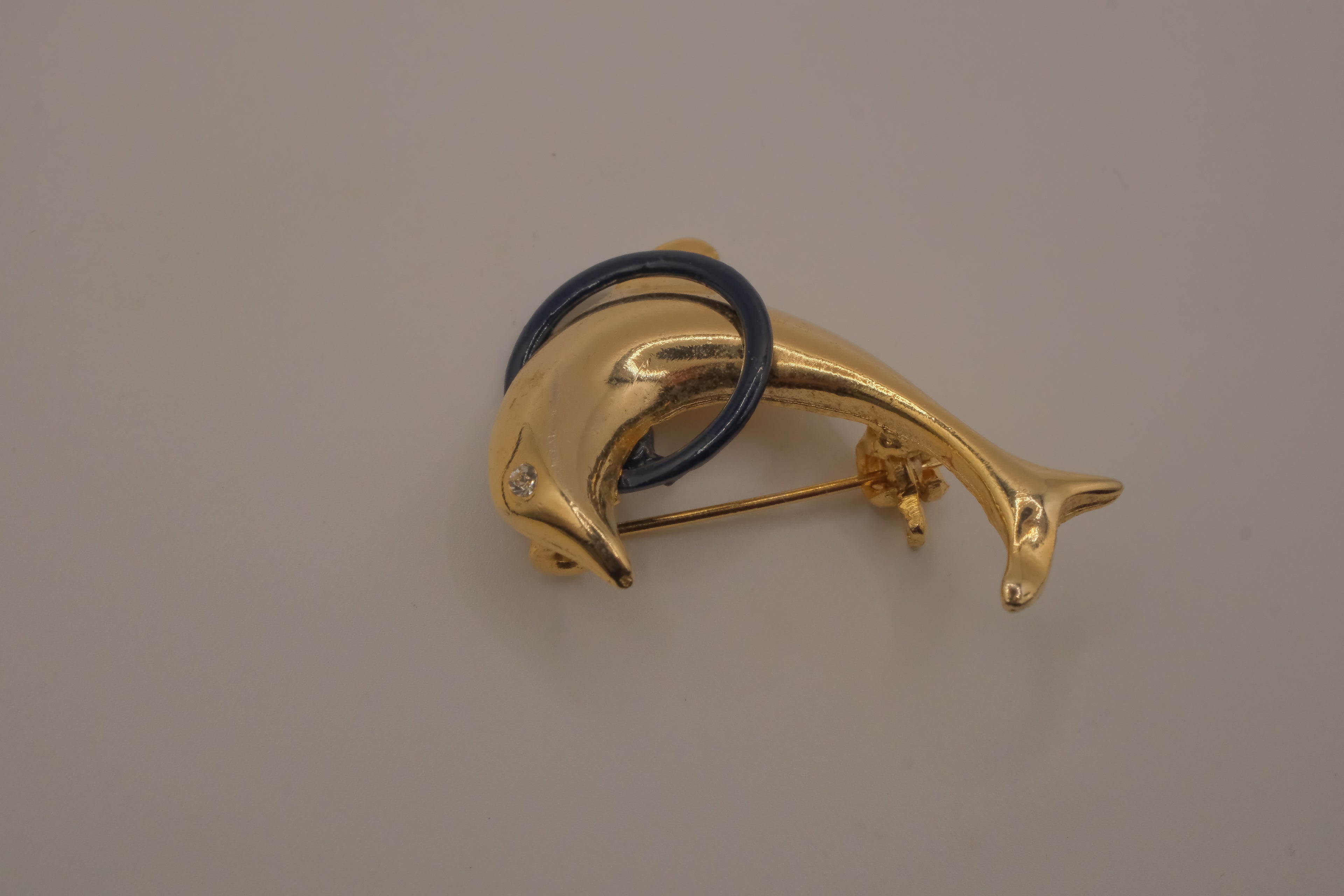 Vintage dolphin in hoop brooch pin