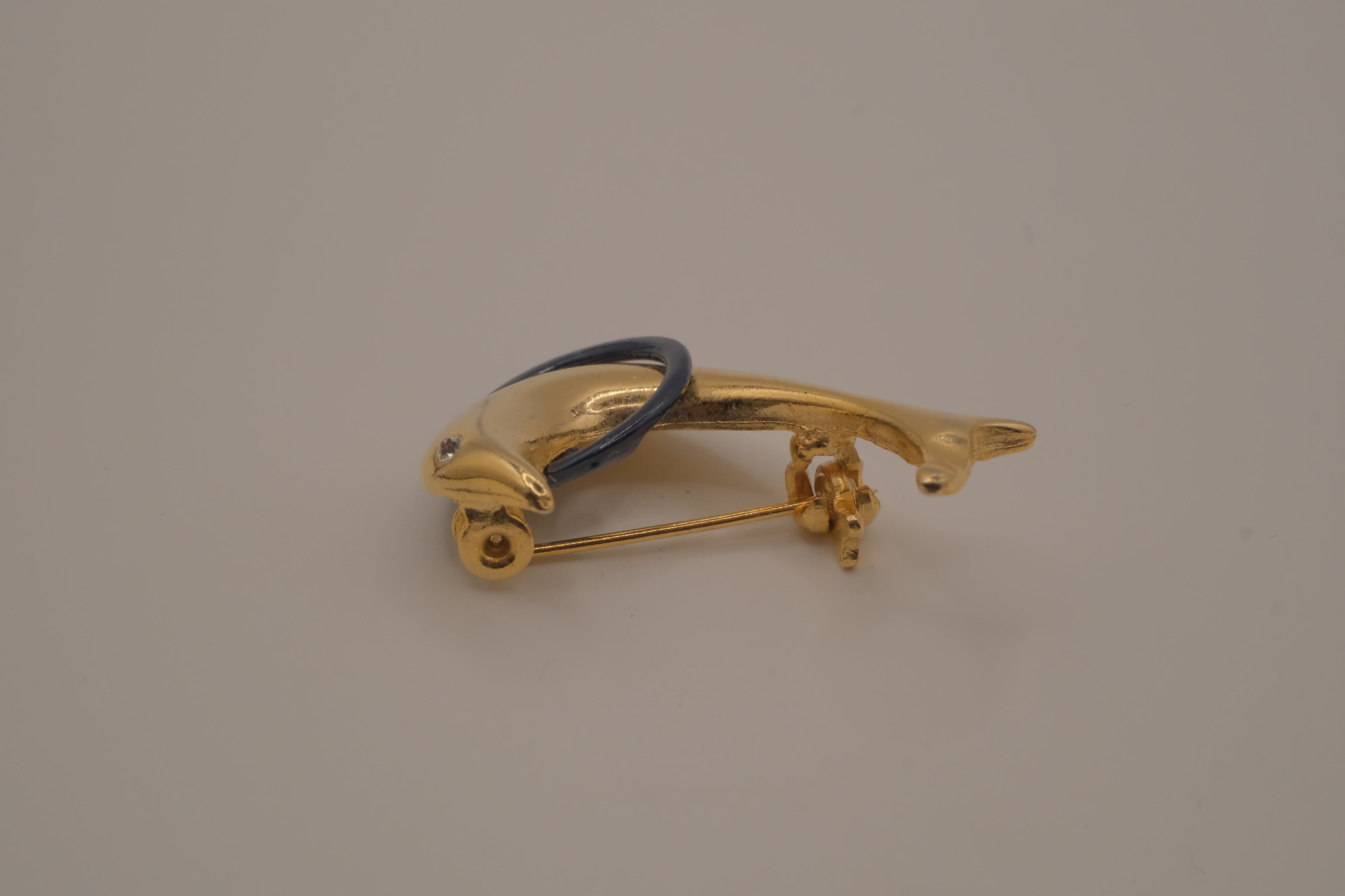 Vintage dolphin in hoop brooch pin