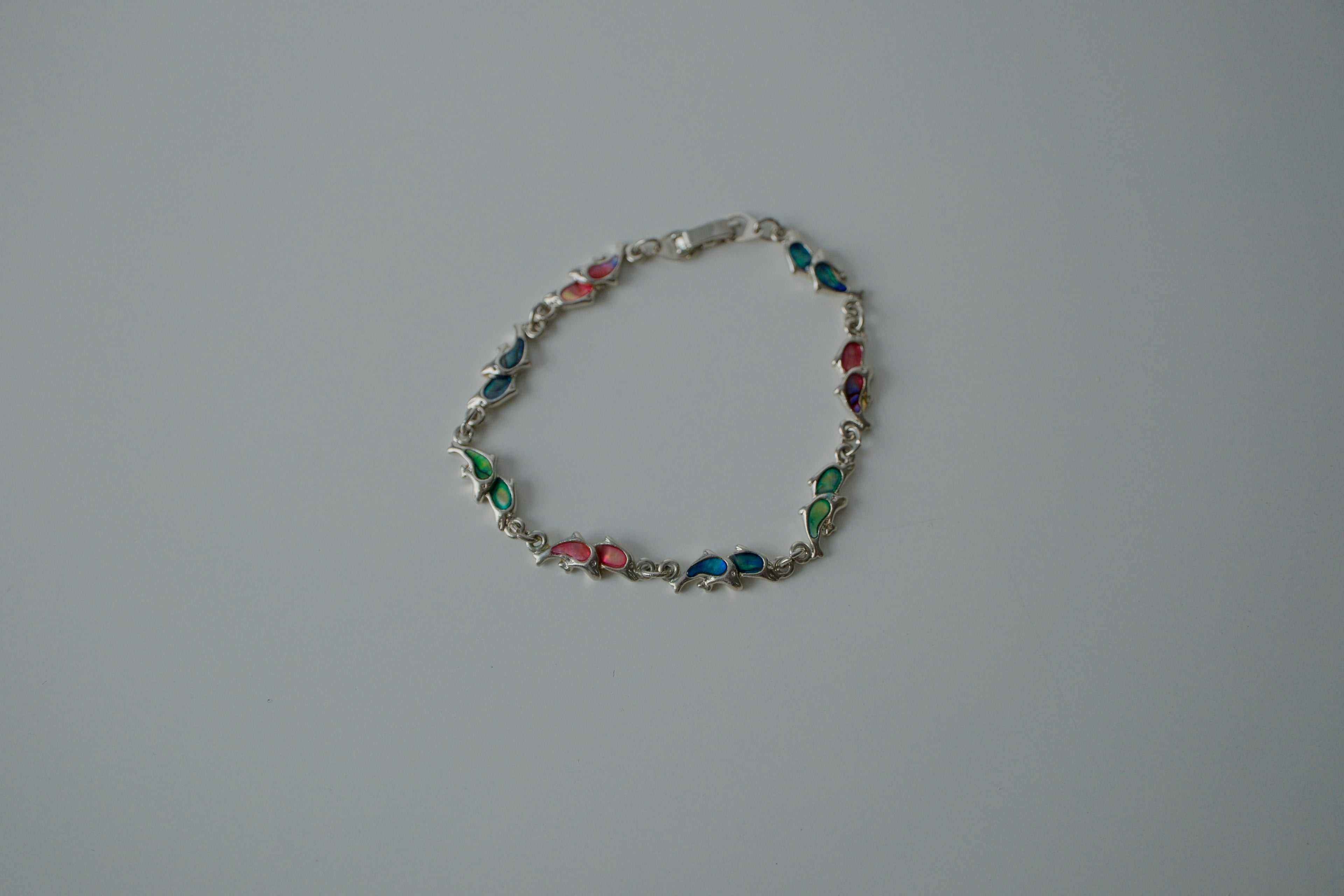 Vintage Dolphin Multi color Abalone Inlay Bracelet