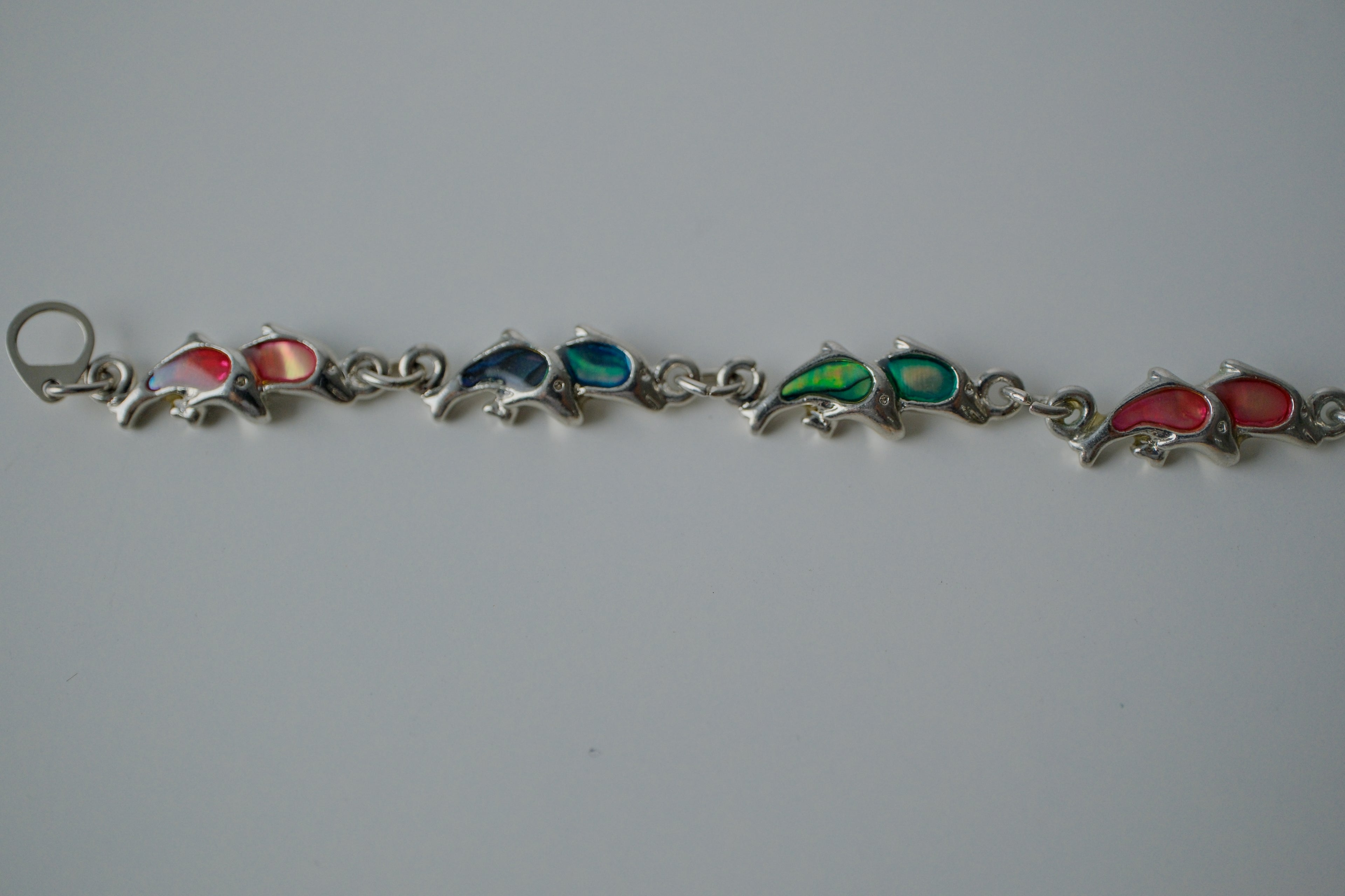 Vintage Dolphin Multi color Abalone Inlay Bracelet