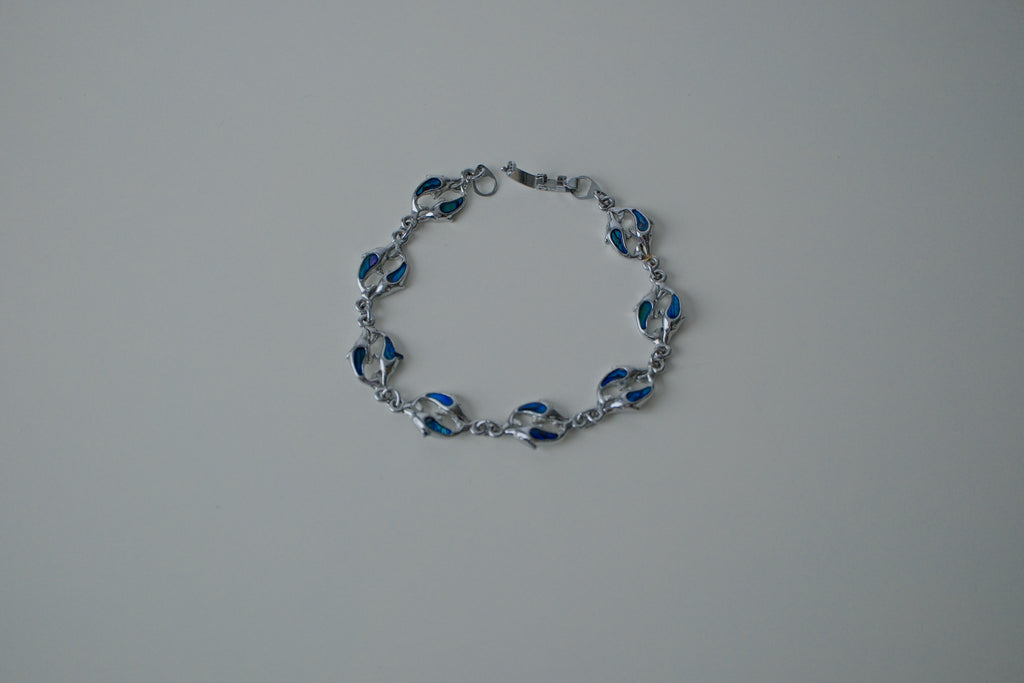 Vintage Dolphin Abalone Inlay Bracelet