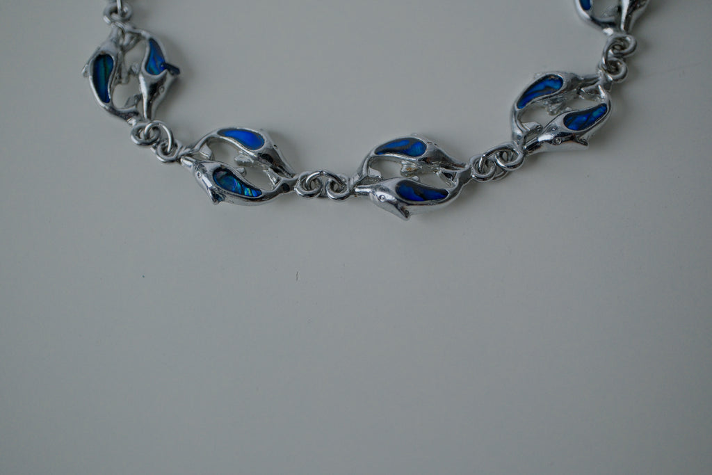 Vintage Dolphin Abalone Inlay Bracelet