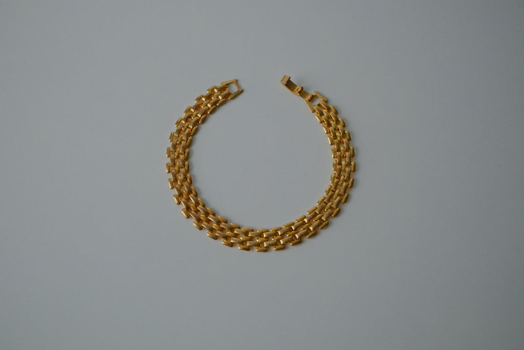 Vintage Gold Brick Link Bracelet