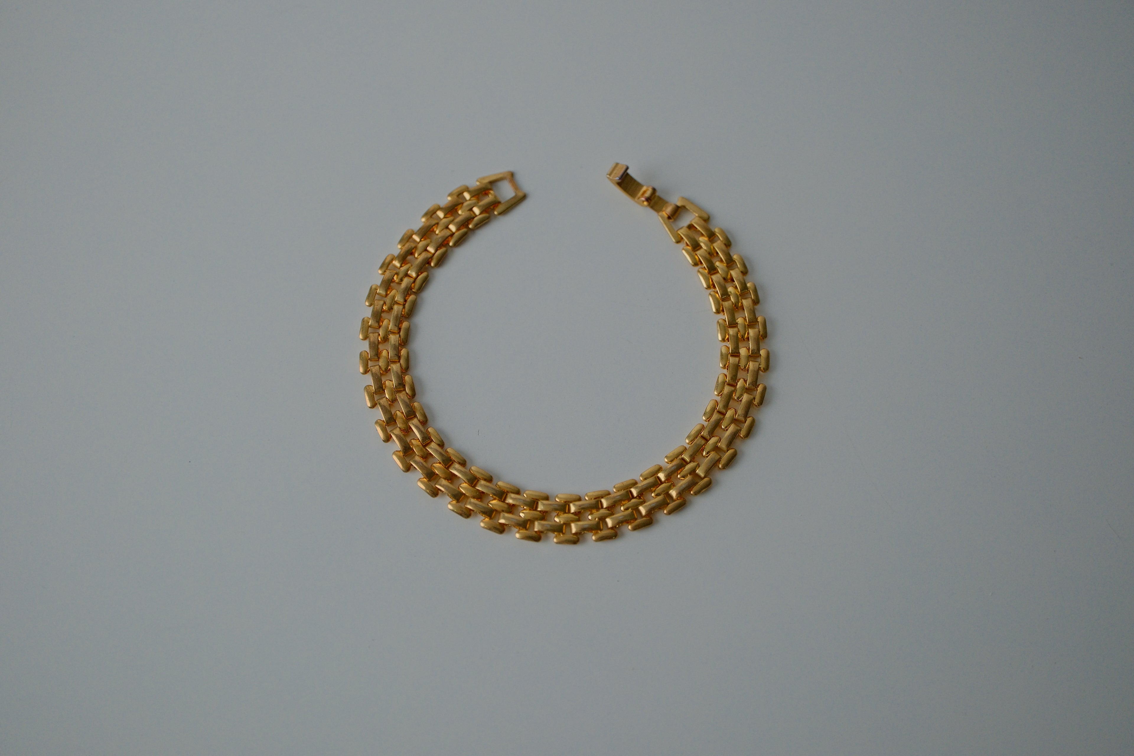 Vintage Gold Brick Link Bracelet
