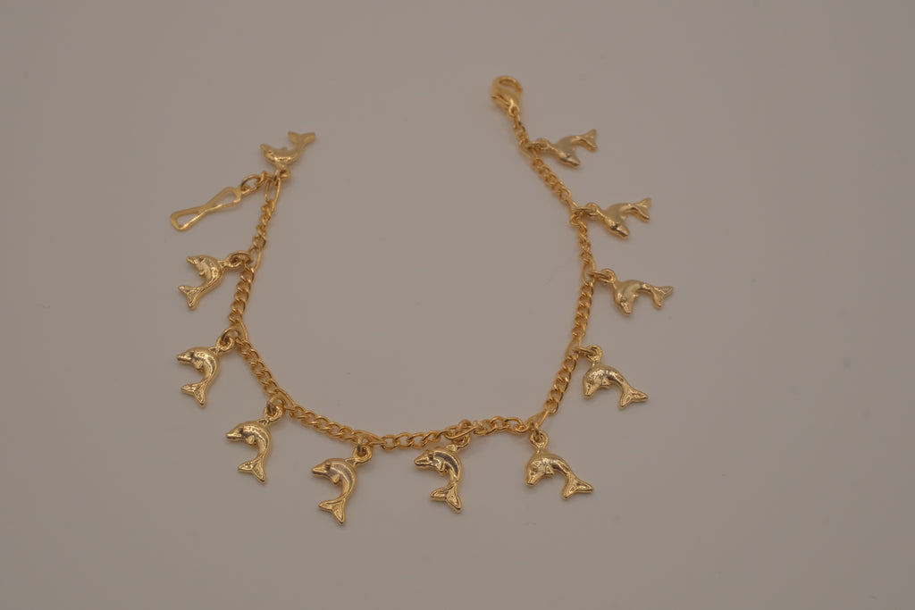Gold tone Dolphin charm bracelet