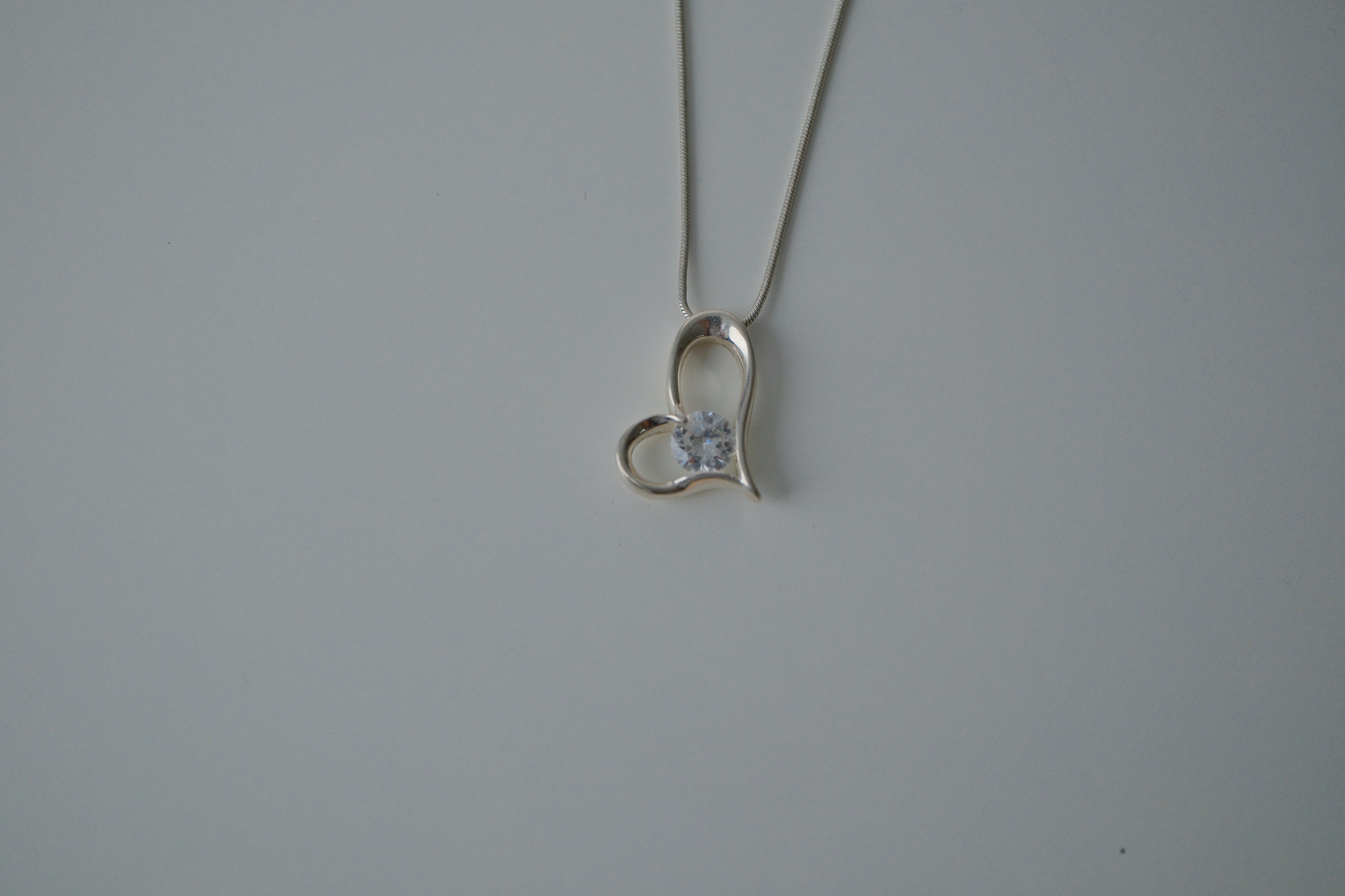 Silver Crystal Heart Necklace