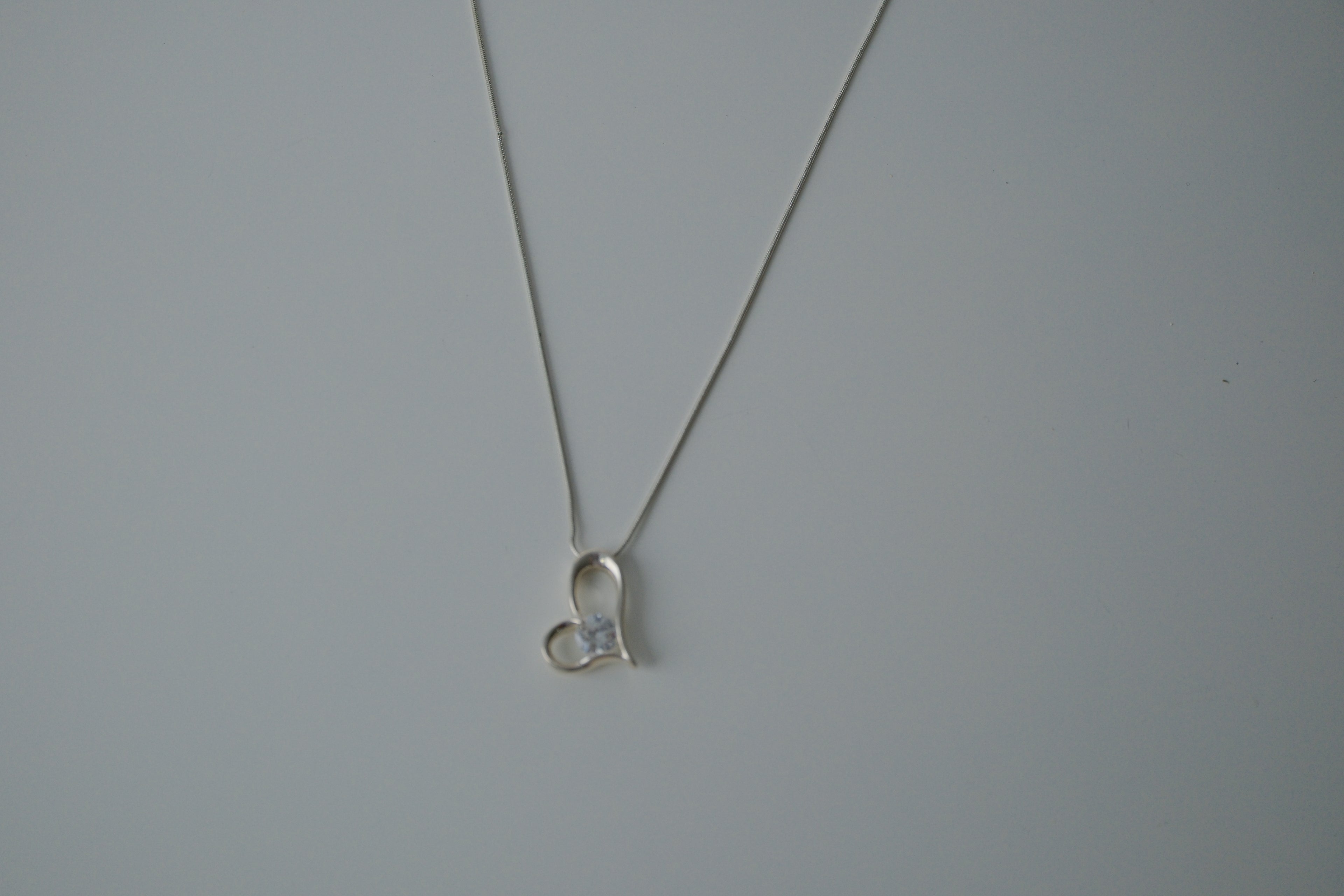Silver Crystal Heart Necklace
