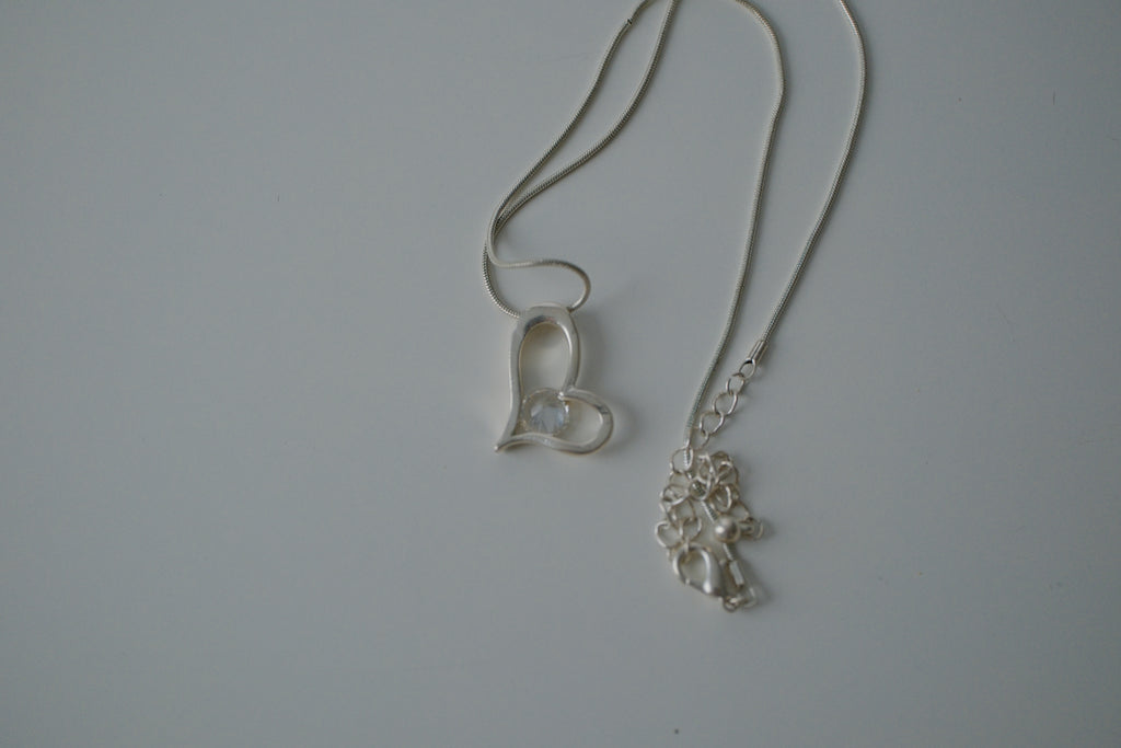Silver Crystal Heart Necklace