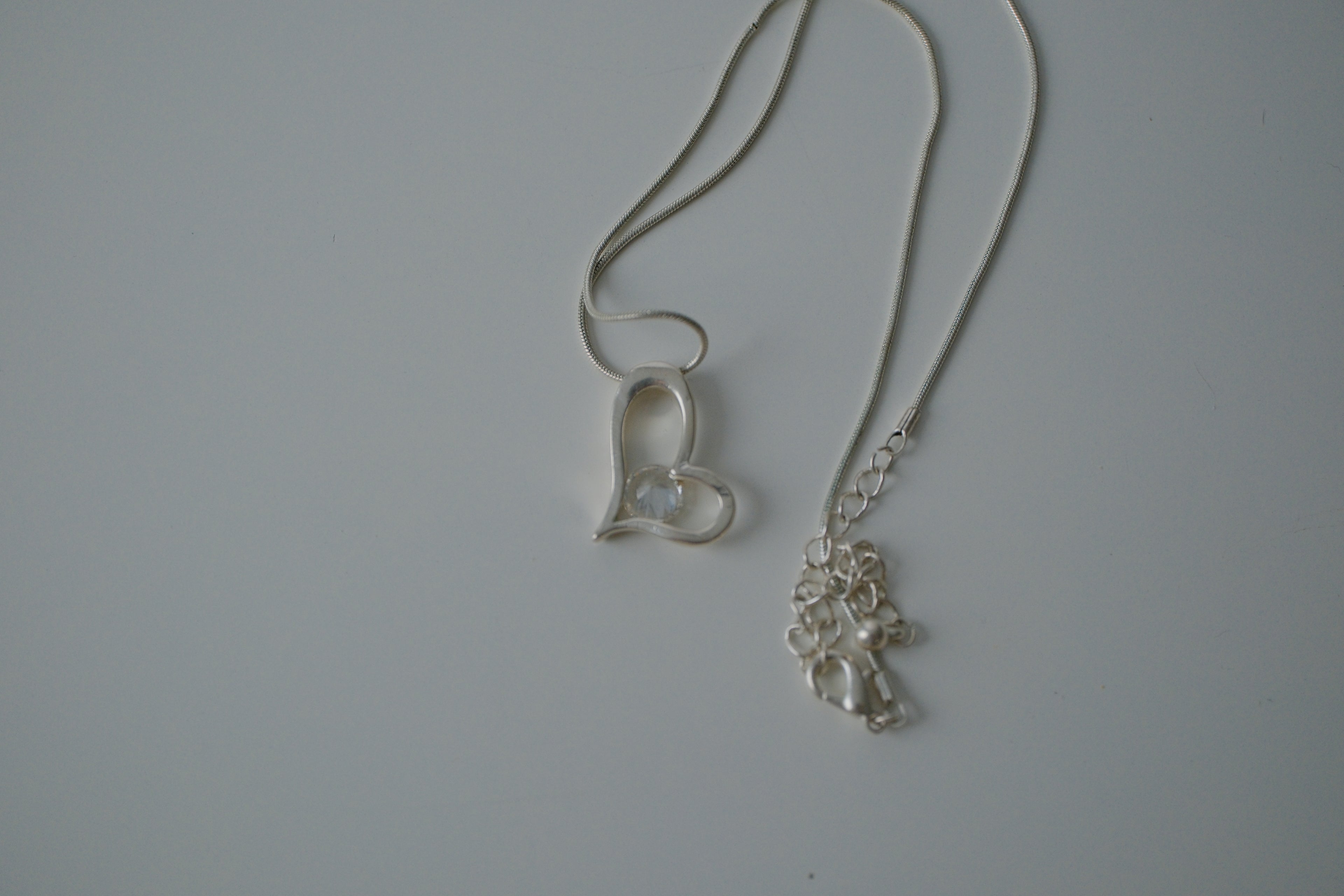 Silver Crystal Heart Necklace