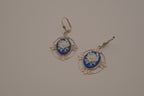 Vintage Blue and White rose cameo dangle earrings