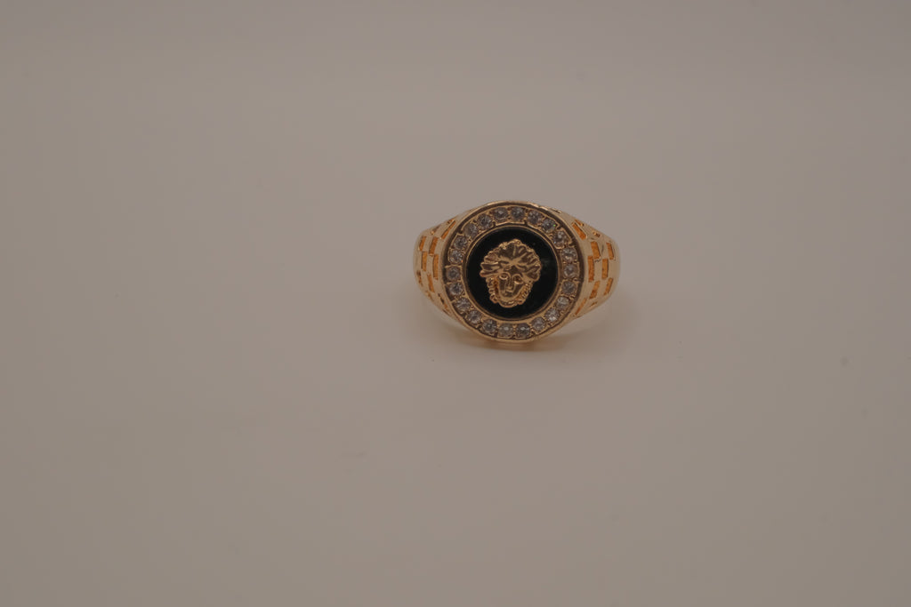 Vintage 18K GP Medusa signet ring