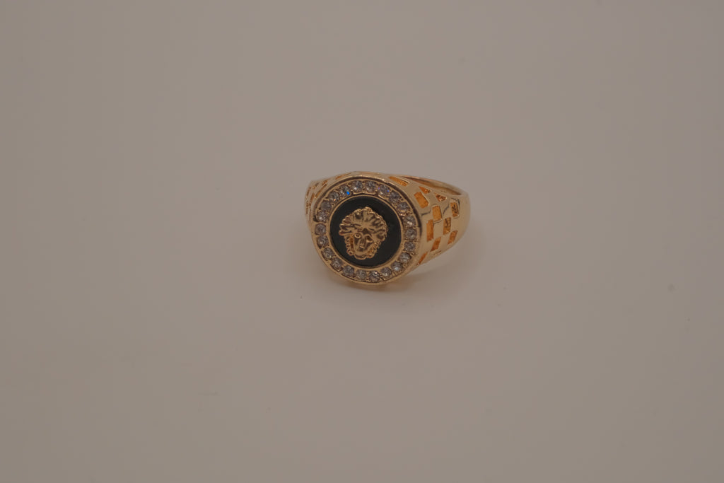 Vintage 18K GP Medusa signet ring