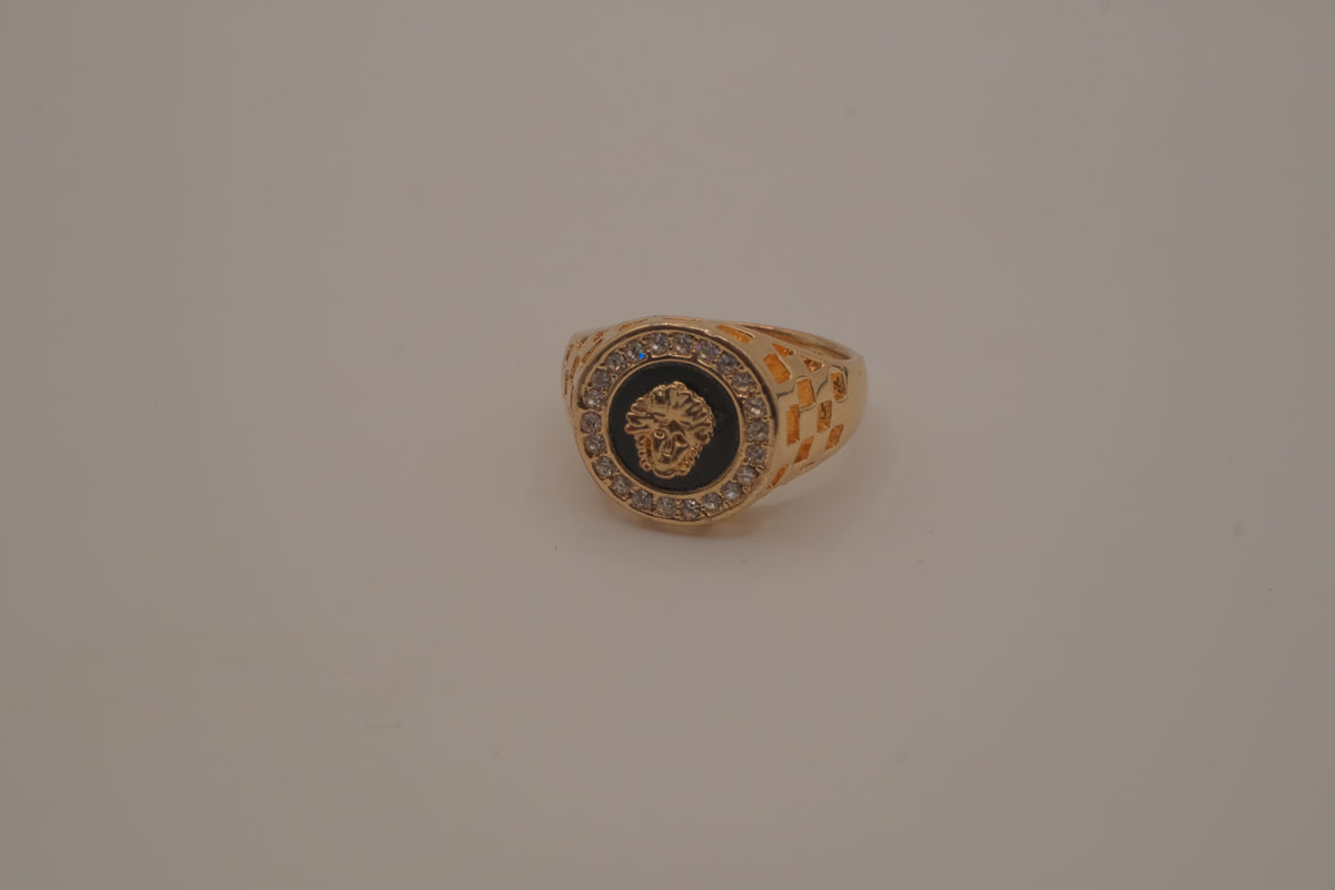 Vintage 18K GP Medusa signet ring