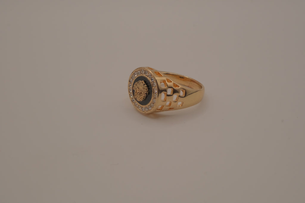 Vintage 18K GP Medusa signet ring