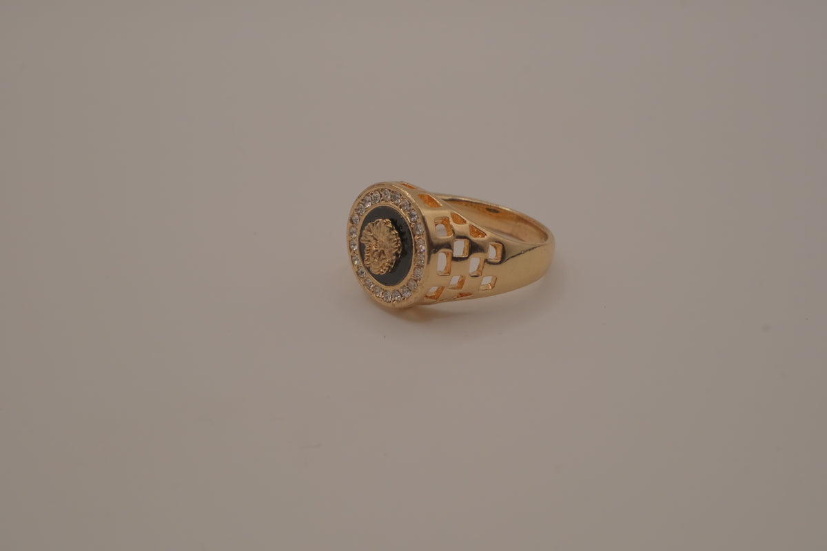 Vintage 18K GP Medusa signet ring