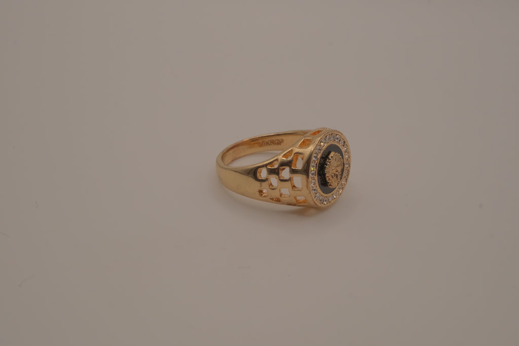 Vintage 18K GP Medusa signet ring