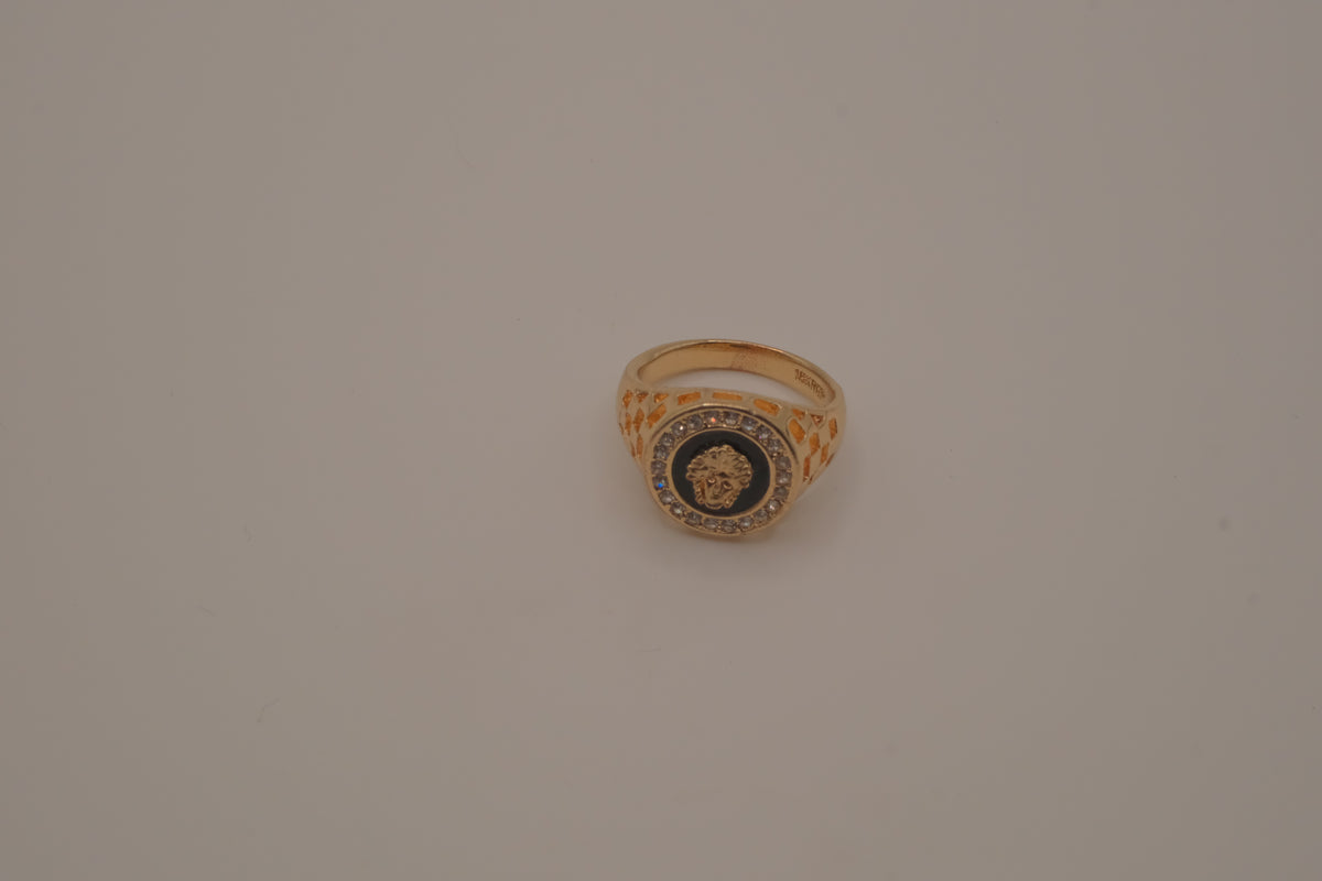 Vintage 18K GP Medusa signet ring