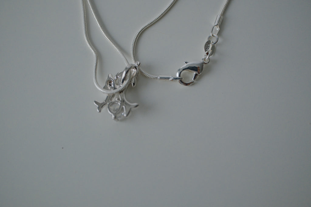 Double Dolphin Sterling Silver Necklace
