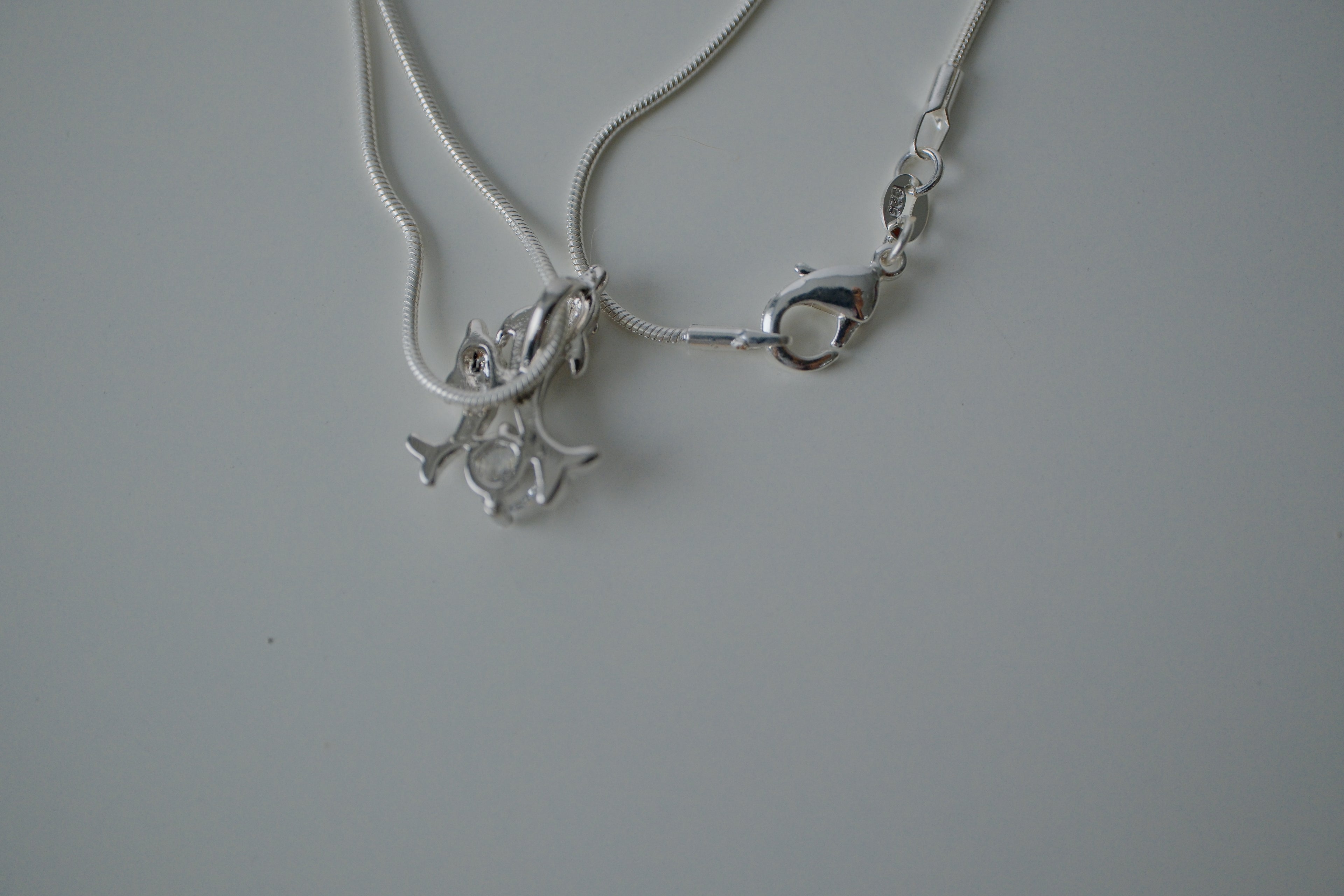 Double Dolphin Sterling Silver Necklace