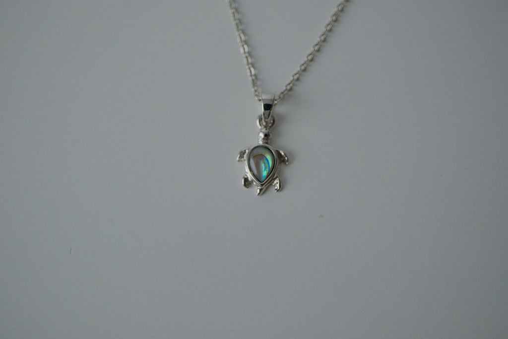 Sterling Silver Abalone Turtle Necklace