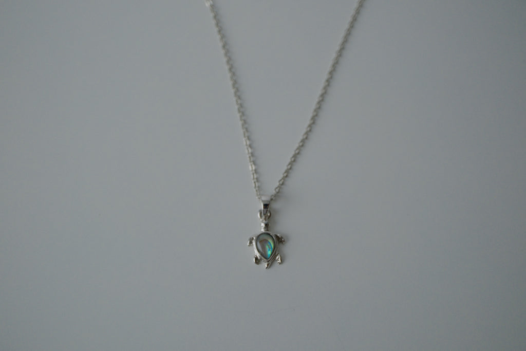 Sterling Silver Abalone Turtle Necklace