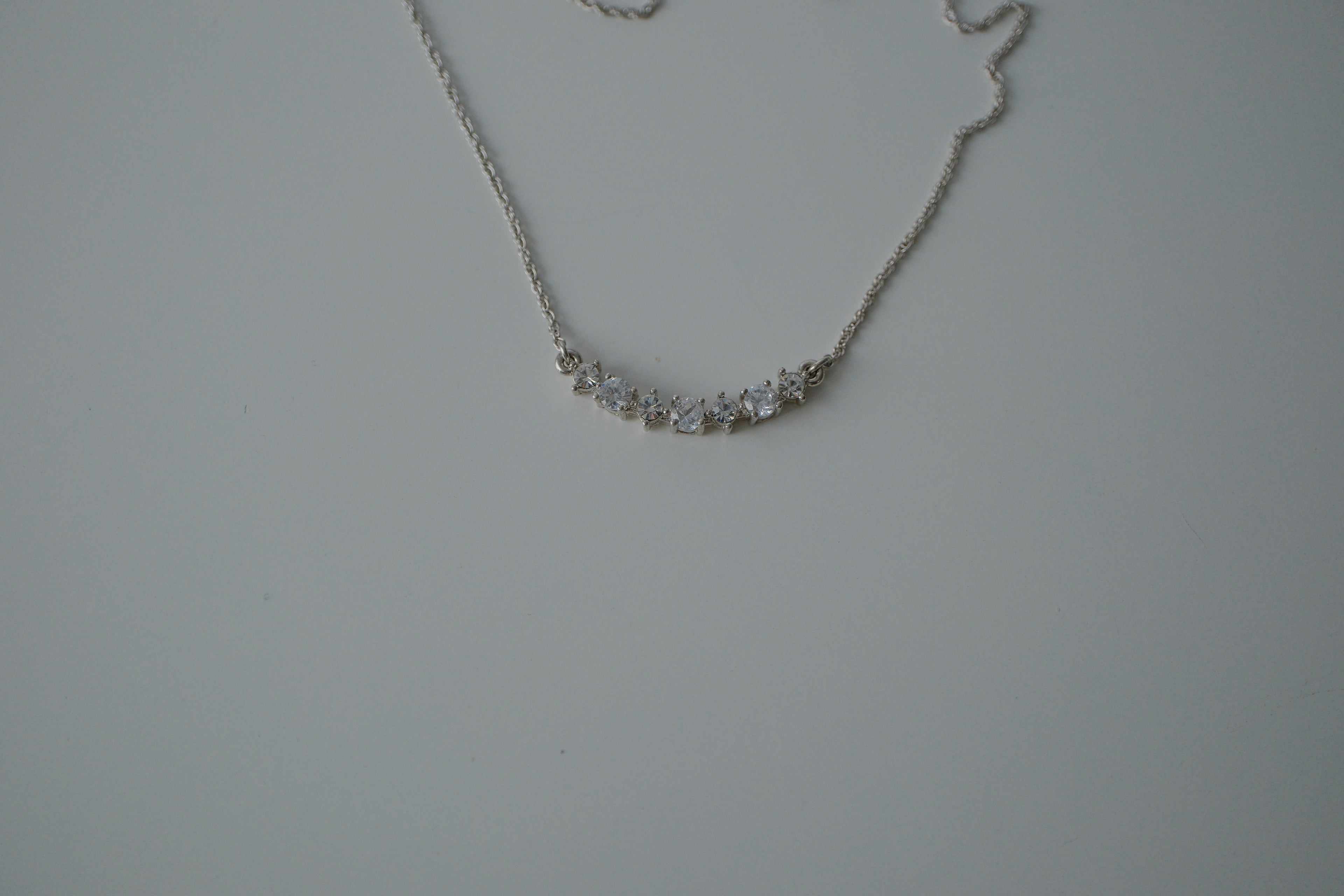 Vintage Delicate Silver Crescent Necklace
