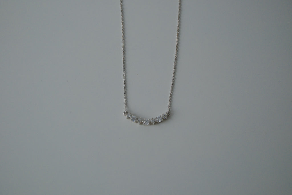 Vintage Delicate Silver Crescent Necklace