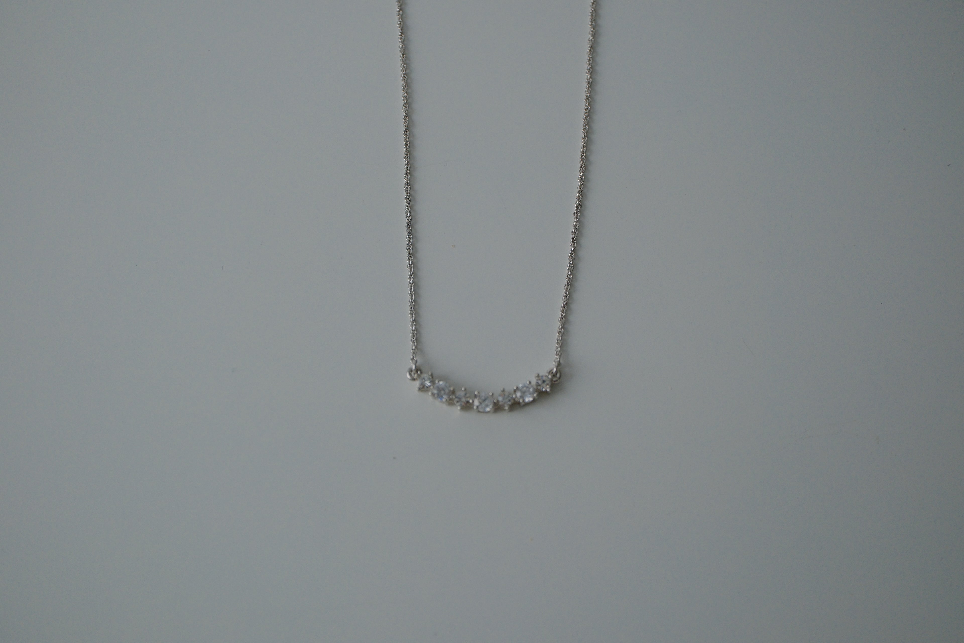 Vintage Delicate Silver Crescent Necklace