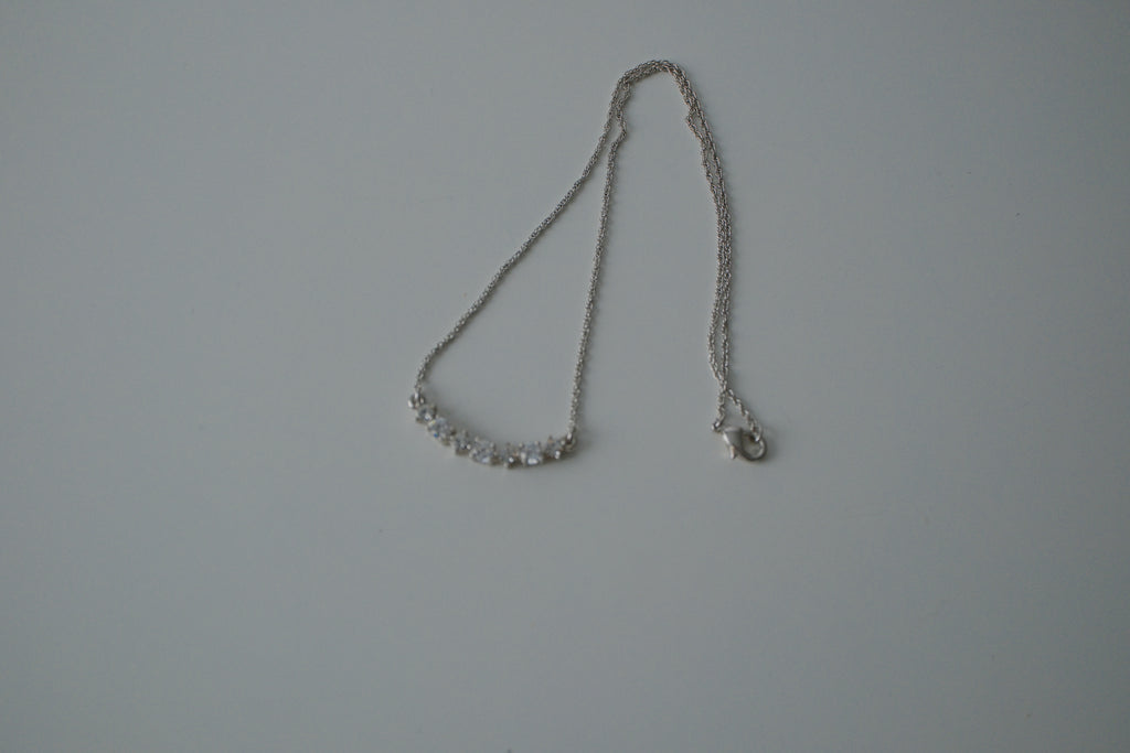 Vintage Delicate Silver Crescent Necklace