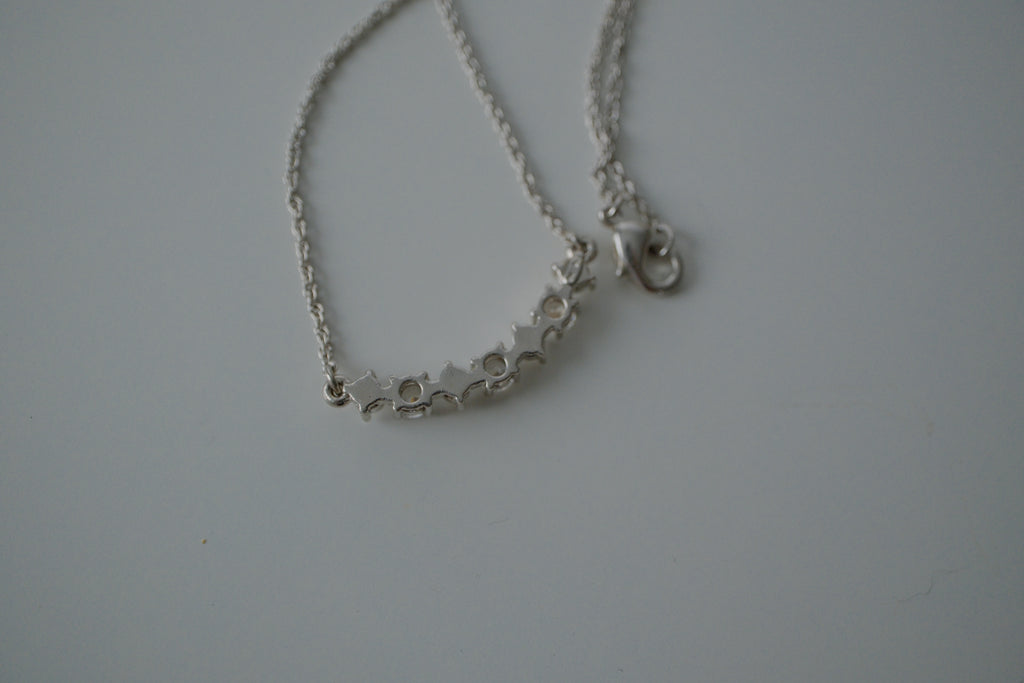 Vintage Delicate Silver Crescent Necklace