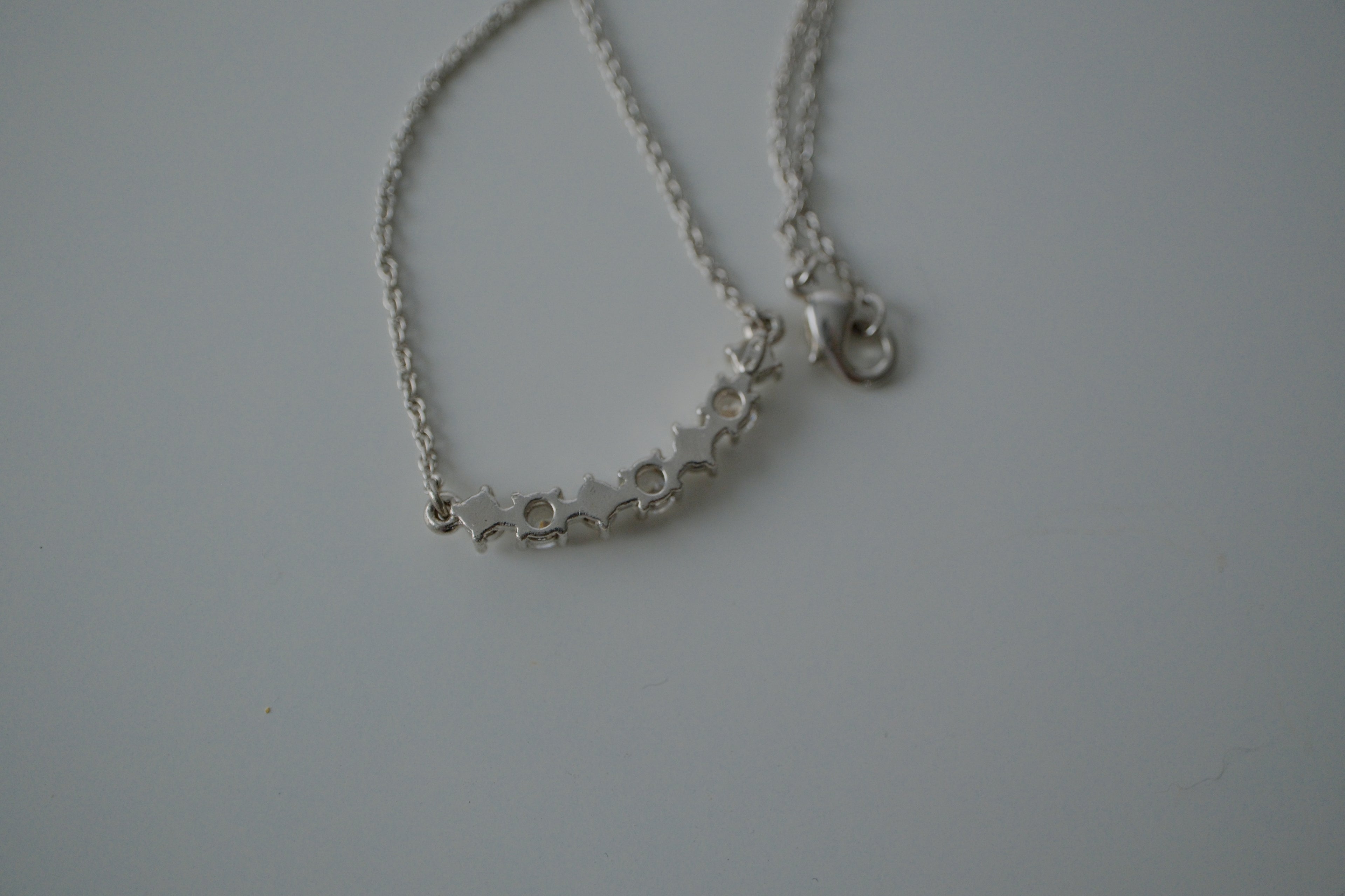 Vintage Delicate Silver Crescent Necklace