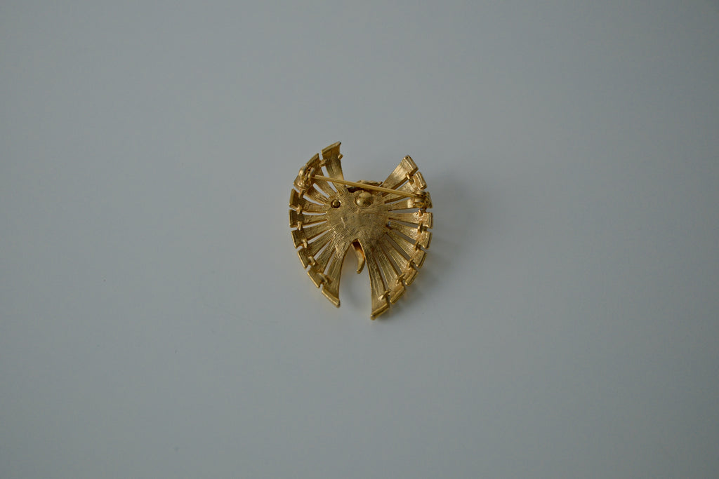 Vintage Gold Brushed Bow Brooch