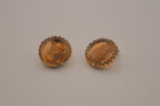 Vintage translucent amber-tone molded glass cameo clip-on earrings