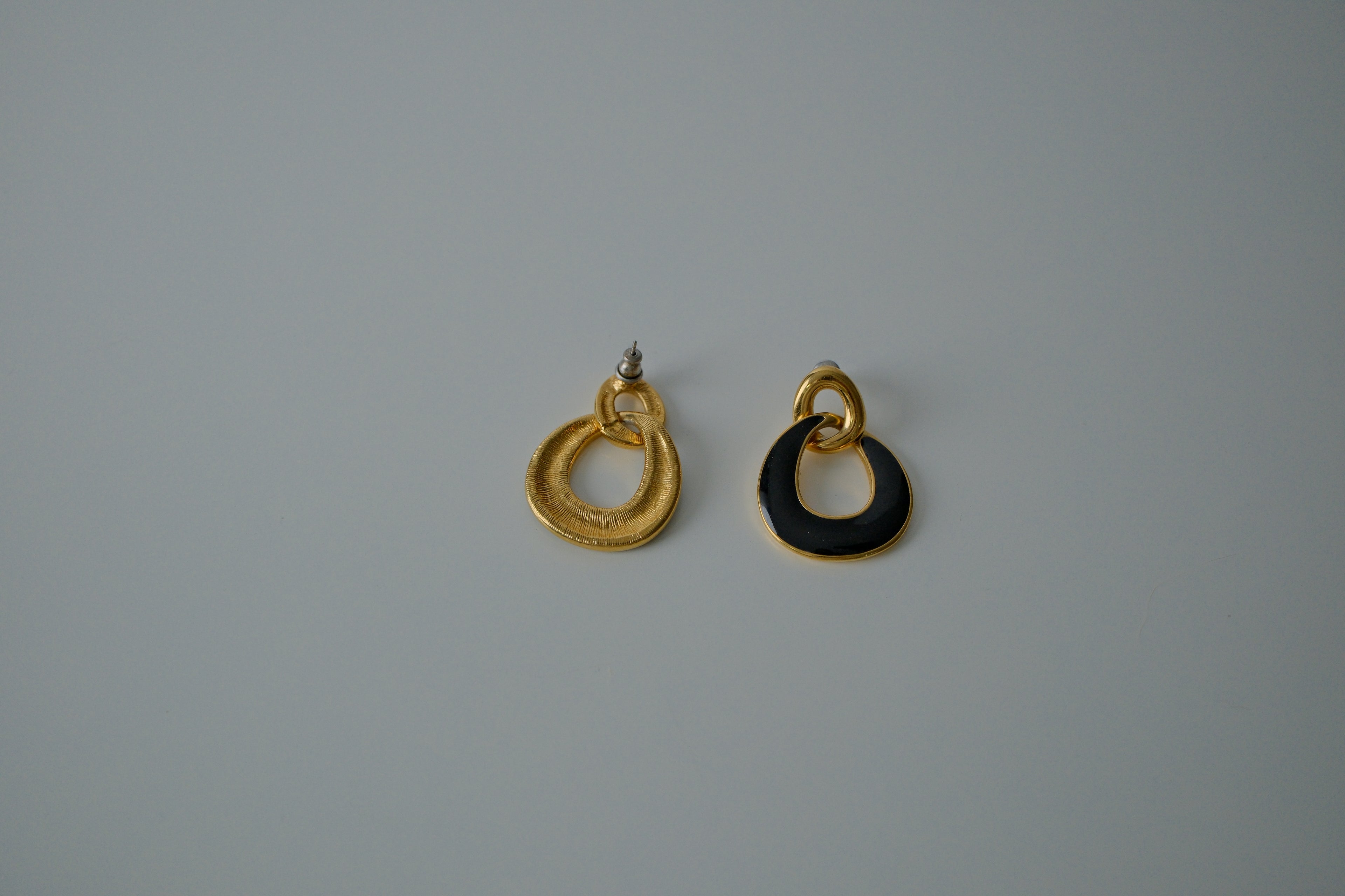 Vintage Monet Interlocking Black Enamel Earrings